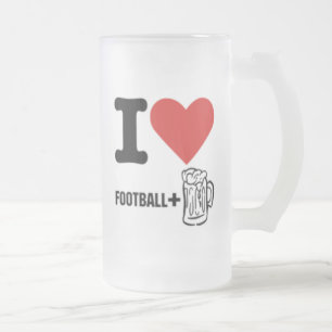 I love-football-beer frosted glass beer mug