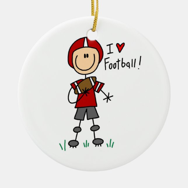 I Love Football Ceramic Ornament (Front)