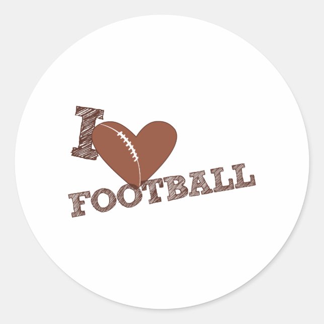 I Love Football Classic Round Sticker (Front)