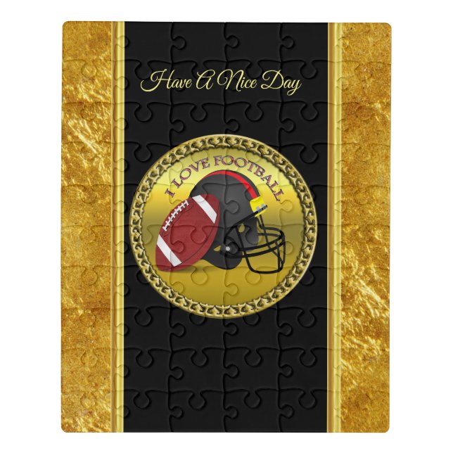 I love football with a football and helmet jigsaw puzzle (Puzzle Vertical)