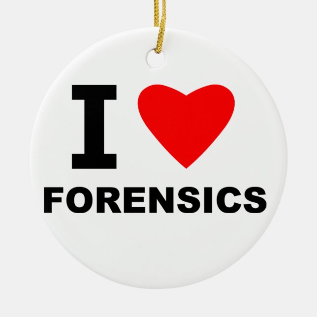 I Love Forensics Ceramic Ornament (Front)