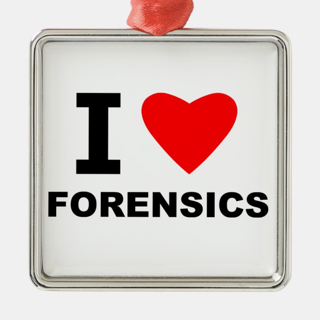 I Love Forensics Metal Ornament (Front)