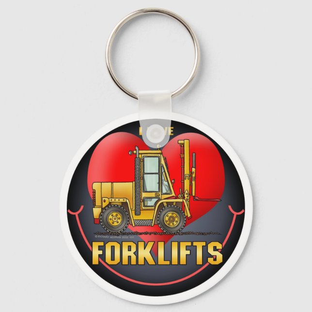 I Love Forklift Trucks Key Chain (Front)