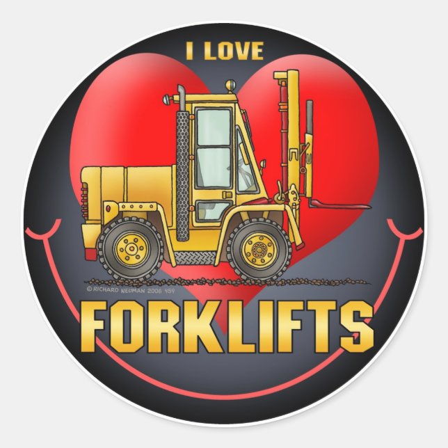 I Love Forklift Trucks Kids Sticker (Front)