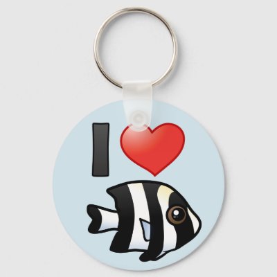 I Love Four Stripe Damselfish Keychain