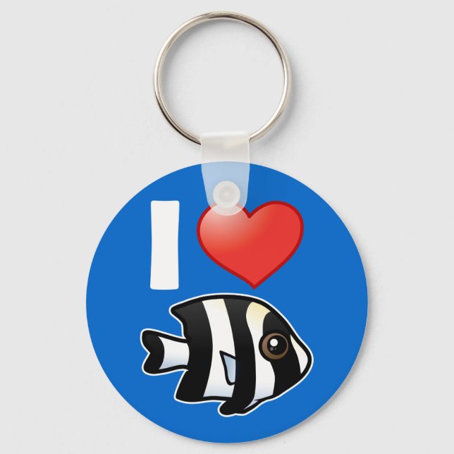 I Love Four Stripe Damselfish Keychain (Front)