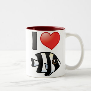 I Love Four Stripe Damselfish Two-Tone Coffee Mug