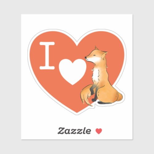 I love Fox  Fox lover  Vinyl Fox Single Sticker