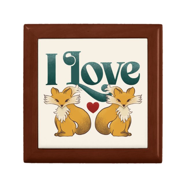 I Love Foxes Cute Heart Gift Box (Front)