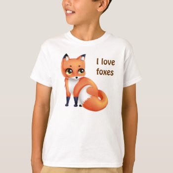 I Love Foxes Cute Kawaii Cartoon Fox T-shirt by DiaSuuArt at Zazzle