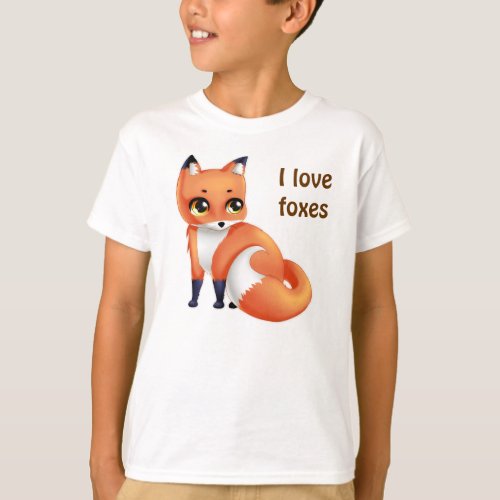 I love foxes Cute Kawaii cartoon fox T_Shirt