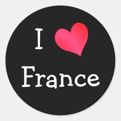 I Love France Classic Round Sticker
