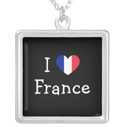 I Love France Silver Plated Necklace