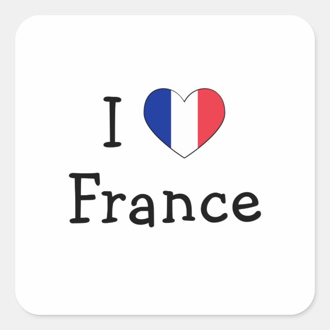 I Love France Square Sticker (Front)