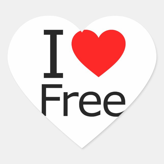 I Love Free Heart Sticker (Front)