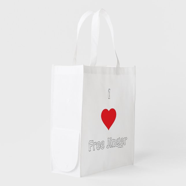 I Love Free Jinger Reusable Grocery Bag (Front Side)