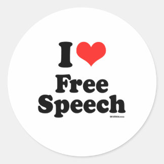 I LOVE FREE SPEECH CLASSIC ROUND STICKER