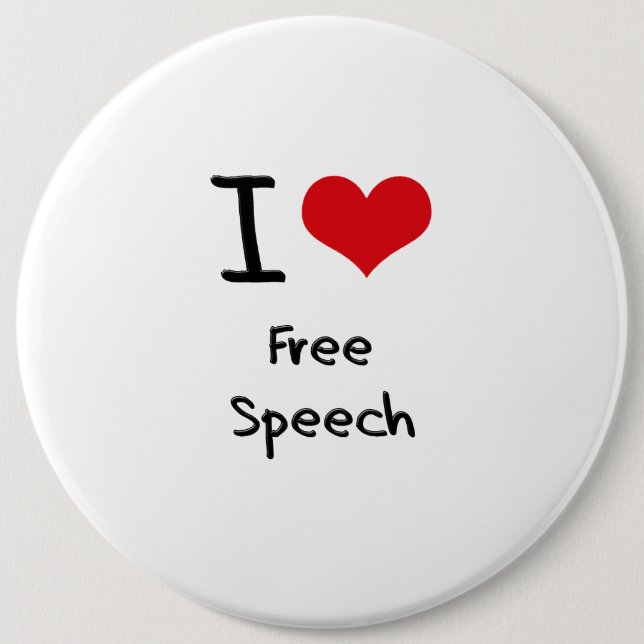 I Love Free Speech Pinback Button (Front)