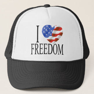 I Love Freedom US Flag Heart American Free Trucker Hat