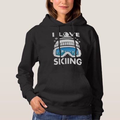 I Love Freestyle Skiing Googles Ski Poles Goggles  Hoodie