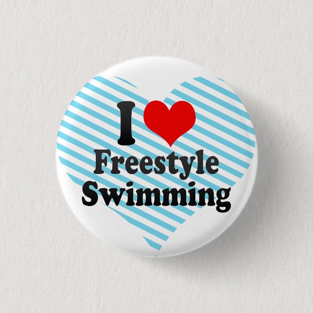 I love Freestyle Swimming Button (Front)