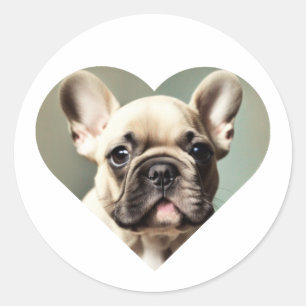 I LOVE FRENCH BULLDOGS! A FRENCH BULLDOG IN HEART CLASSIC ROUND STICKER