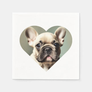 I LOVE FRENCH BULLDOGS! A FRENCH BULLDOG IN HEART NAPKINS