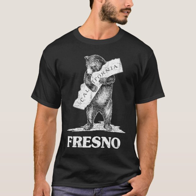 I Love Fresno California  Bear Hugging California T-Shirt (Front)