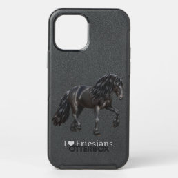 I Love Friesians Black Friesian Draft Horse Lovers OtterBox Symmetry iPhone 12 Pro Case