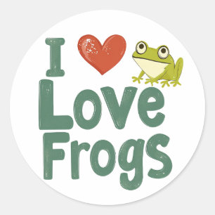 I Love Frogs Classic Round Sticker