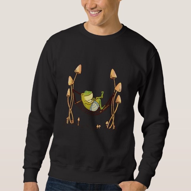 I Love Frogs Cute Chill Frog Hammock Sweatshirt (Front)