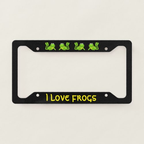 I Love Frogs License Plate Frame