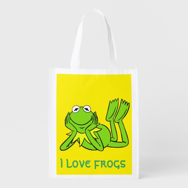 I Love Frogs Reusable Grocery Bag
