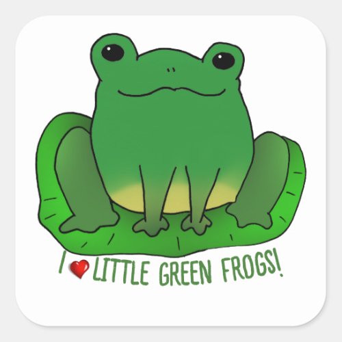 I Love Frogs Square Sticker