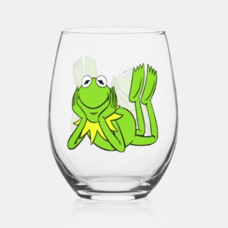 I Love Frogs Wine Glass