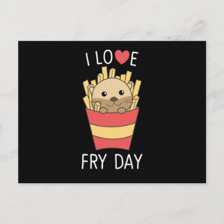 I Love Fry Day Funny Otter French Fries Friday Postcard