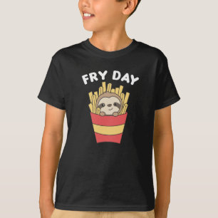 I Love Fry Day Funny Sloth French Fries Friday T-Shirt