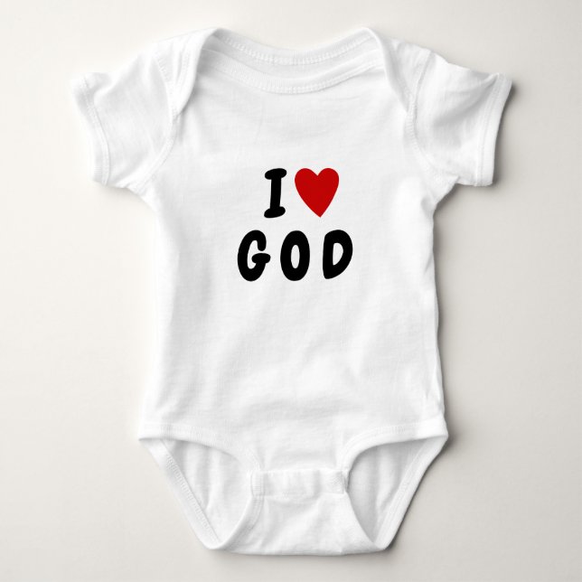 I love G O D  | Heart custom text GOD Baby Bodysuit (Front)