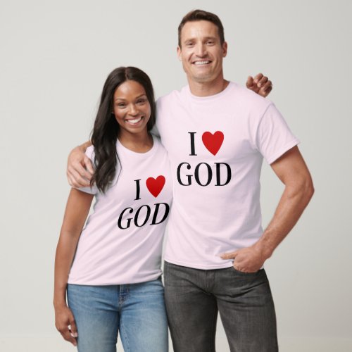 I love G O D  Heart custom text GOD religious T_S T_Shirt
