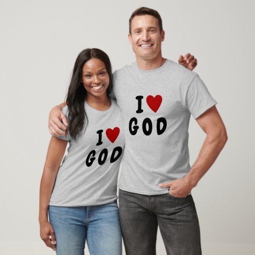 I love G O D  Heart custom text GOD religious T_Shirt