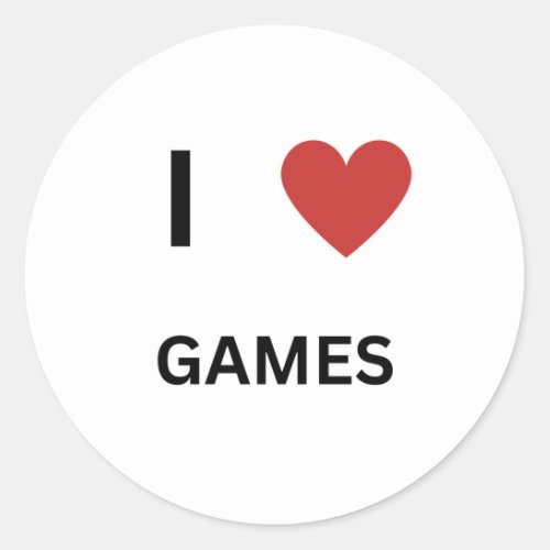 I love games classic round sticker