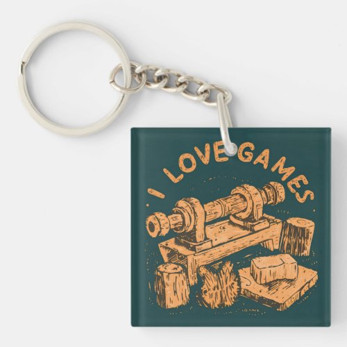I Love Games Vector Keychain