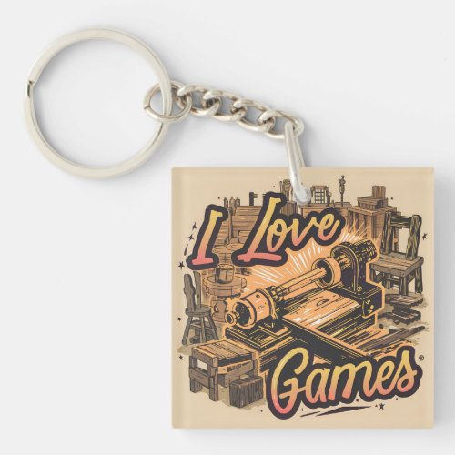 I Love Games Vector Keychain
