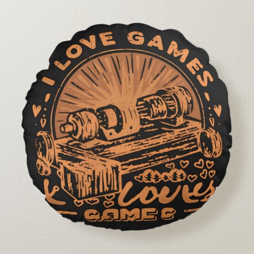 I Love Games Vector Round Pillow