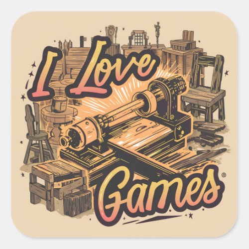 I Love Games Vector Square Sticker