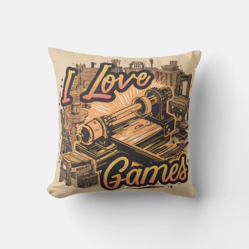 I Love Games Vector Throw Pillow