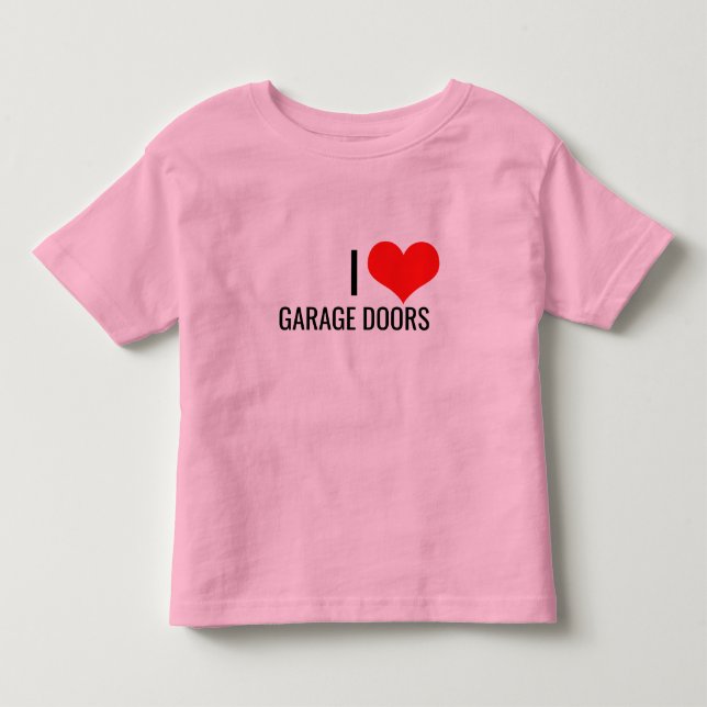 I Love Garage Doors Red Heart Christmas Gift Pink Toddler T-shirt (Front)