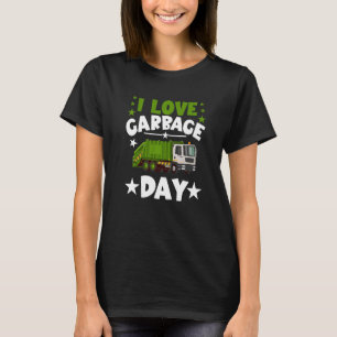 I Love Garbage Day Recycling Trash Truck Man Kids  T-Shirt