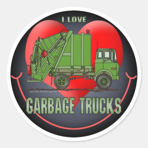 I Love Garbage Trucks Kids Sticker