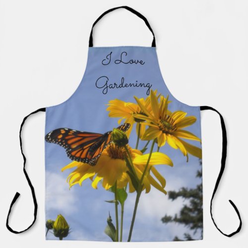 I love Gardening_ Floral and Butterfly III Apron